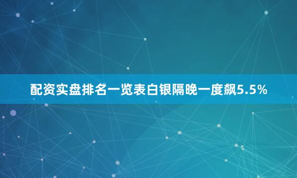 配资实盘排名一览表白银隔晚一度飙5.5%